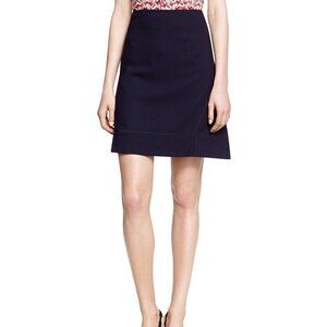 NWT Tory Burch Thea A-Line Skirt 100% Wool Navy Blue Women's Size US 0